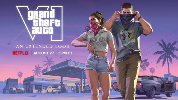 Visuel promotionnel de la présentation GTA 6 sur Netflix